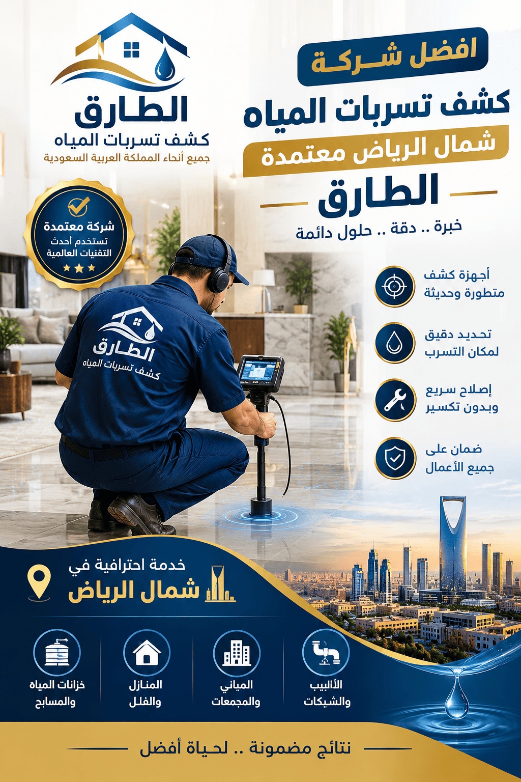 شركة كشف تسربات المياه جنوب الرياض